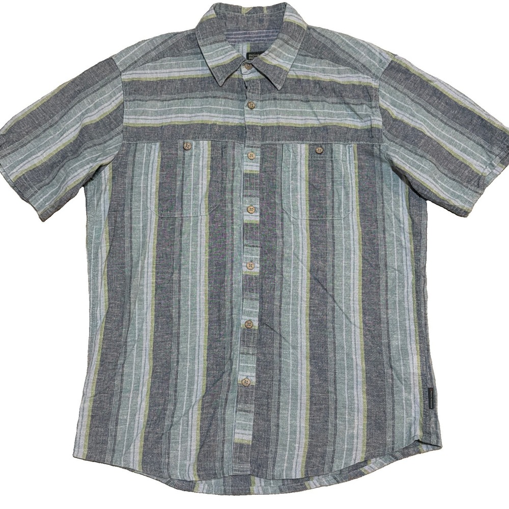Royal Robbins Men's Hemp Organic Cotton Button-Up Shirt Outdoor Travel Large
